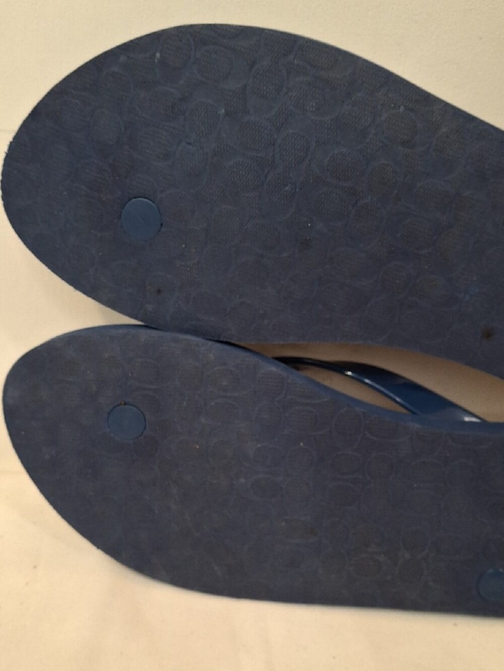Coach Blue Floral Print Jelly Thong Flip Flops. Like New. - Picture 7 of 9